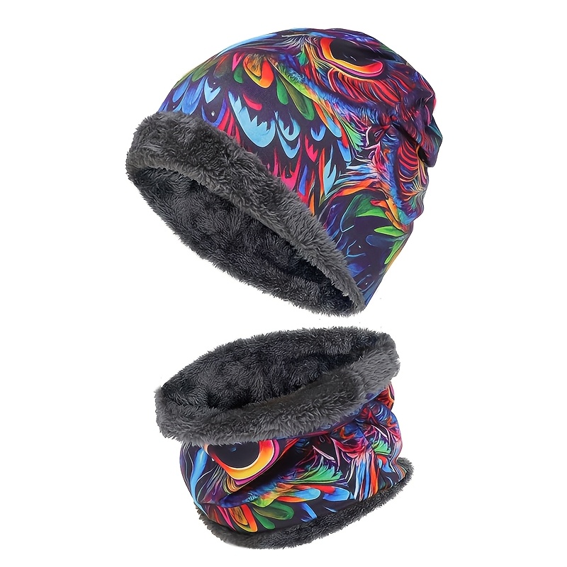 

2pcs Winter Fleece Hat Neck Warmer Set, Brimless Hat & Warm Neck Gaiter