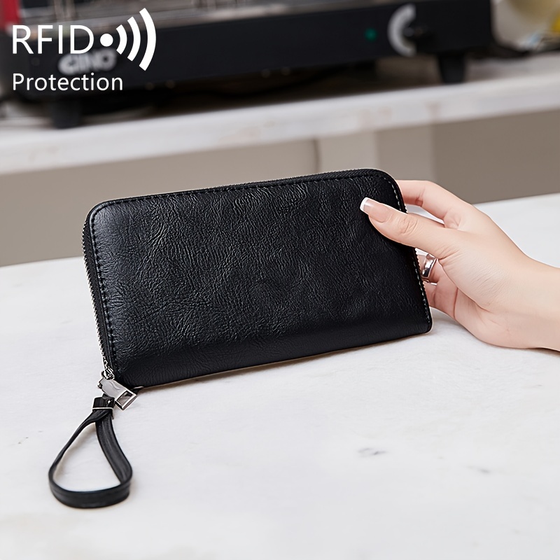 MIYIN Women's Wallet, Vintage PU Long RFID Blocking Large Capacity, 36 Card Slots & Zipper Pocket, Accordion Clutch with Wrist Strap, for Business / Credit Card Organizer