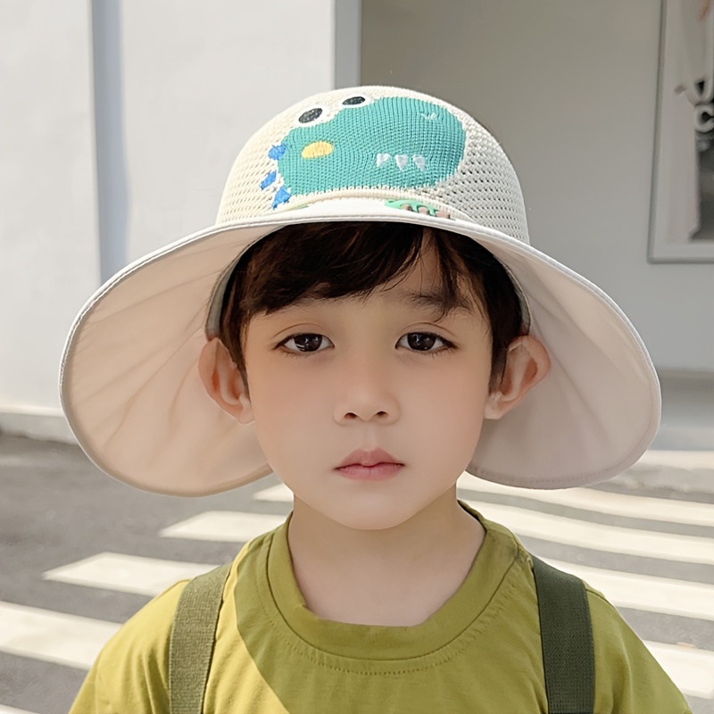 1pc Children's Sun Hat, Bucket Hats, Summer Empty Top Hat, Boys Sun Protection Bucket Hat, Big Brim Girls Beach Hat, Thin Breathable Baby Sun Hat