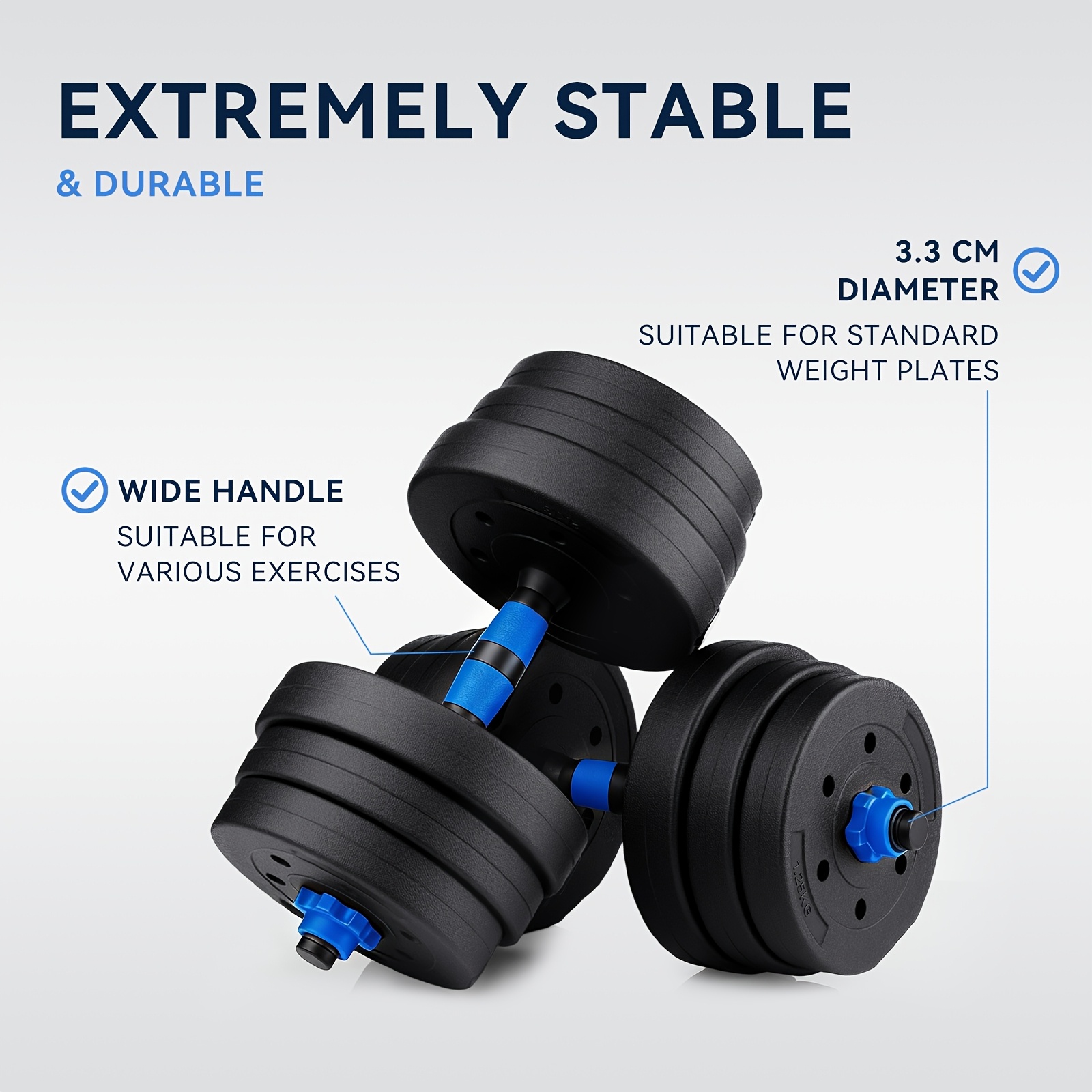 Image of 20kg Home Fitness Weight Kit With Bar Connector, Multi Use Dumbbell Set, Adjustable Free Weights For Strength Training, Compact Workout Equipment With Design