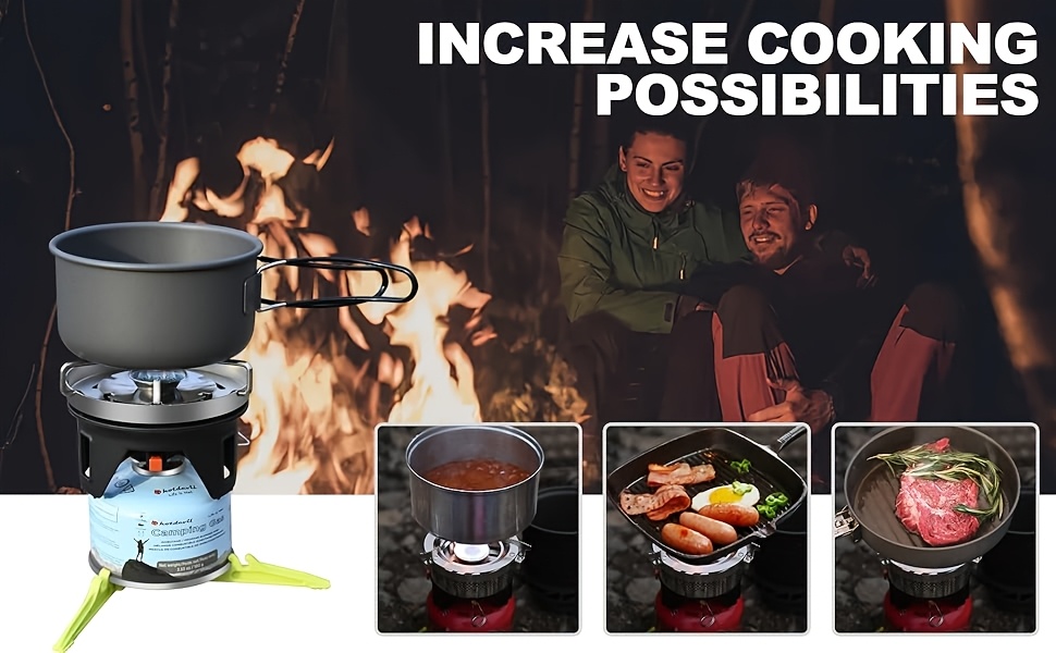 1 4l portable backpacking stove system with     propane burner compact outdoor cooking system suitable for hiking camping hunting emergency instant burner with pot holder brackets for propane fuel no refueling Product details 3