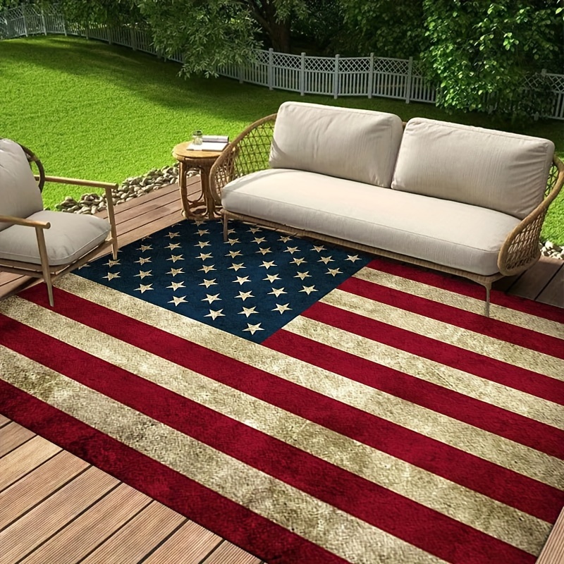 

800g/m² Crystal Velvet American Flag Rug: Living Room, Coffee Table, Bedroom, Corridor, Door Mat, Porch, Outdoor Rug - Hand Wash Only