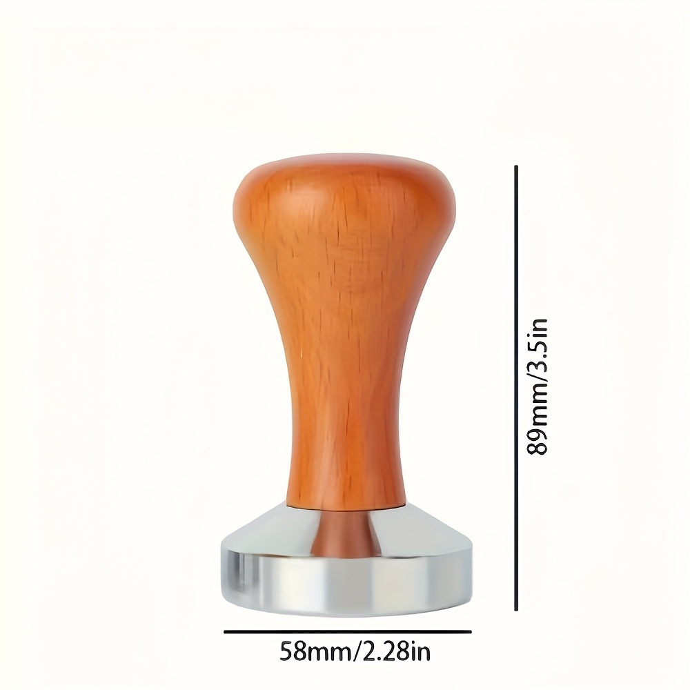 Image of 51mm/53mm/58mm Wooden Handle Stainless Steel Powder Press Coffee Utensil, Stainless Steel Solid Powder Press Hammer, Coffee Pestle, Tamper