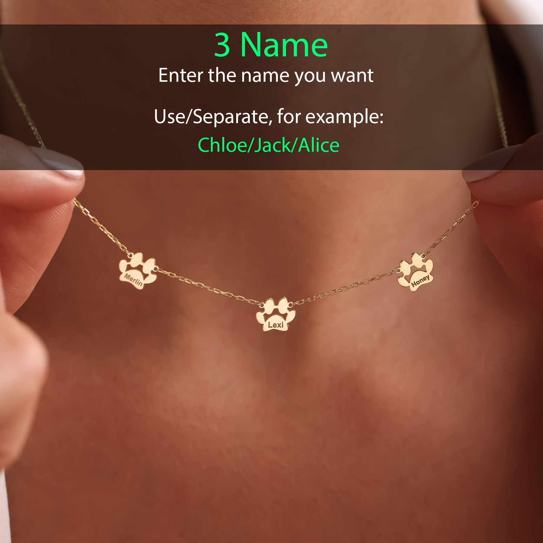 TEMU Personalized Paw Print Name Necklace, 18k Golden Plated Custom Claws Name Necklace, Easy Cute Temperament Necklace, For Gifting, Christmas Gift,