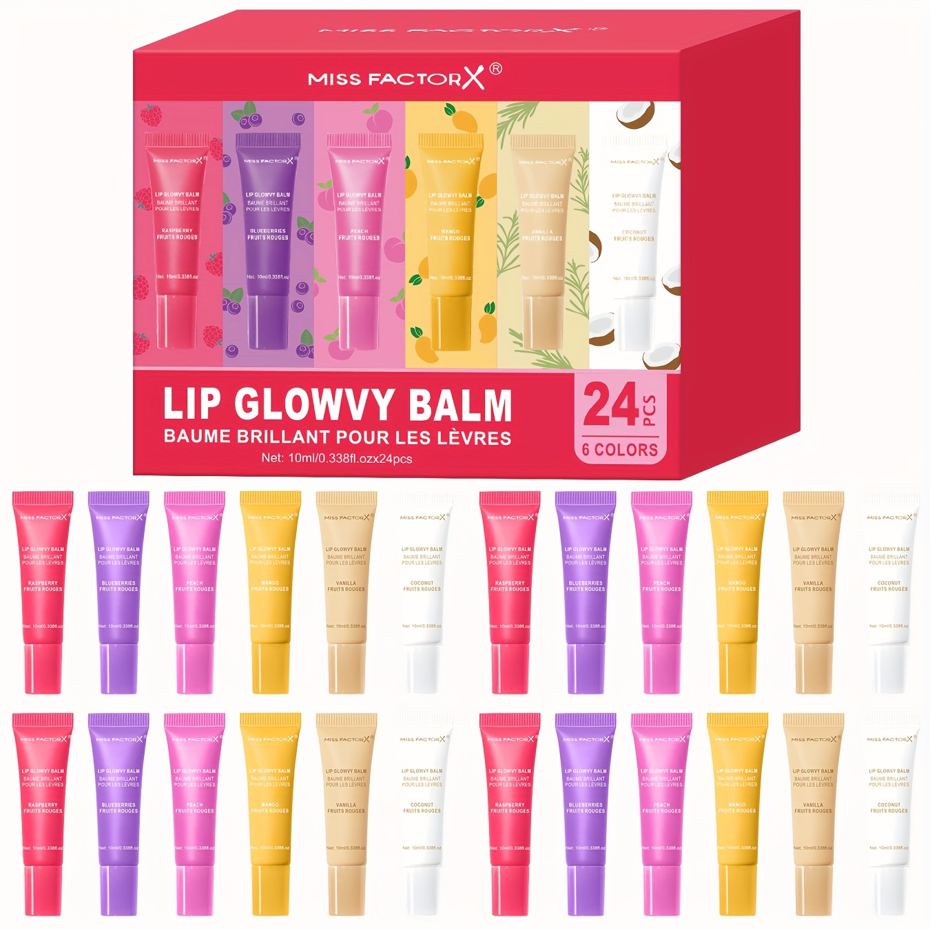 24pcs/Box 6 Flavors Moisturizing Lip Gloss - Nourishing, Non-Greasy, Long-Lasting Shine for Dry Lips, Women'S High-End Gift Set - Image 4