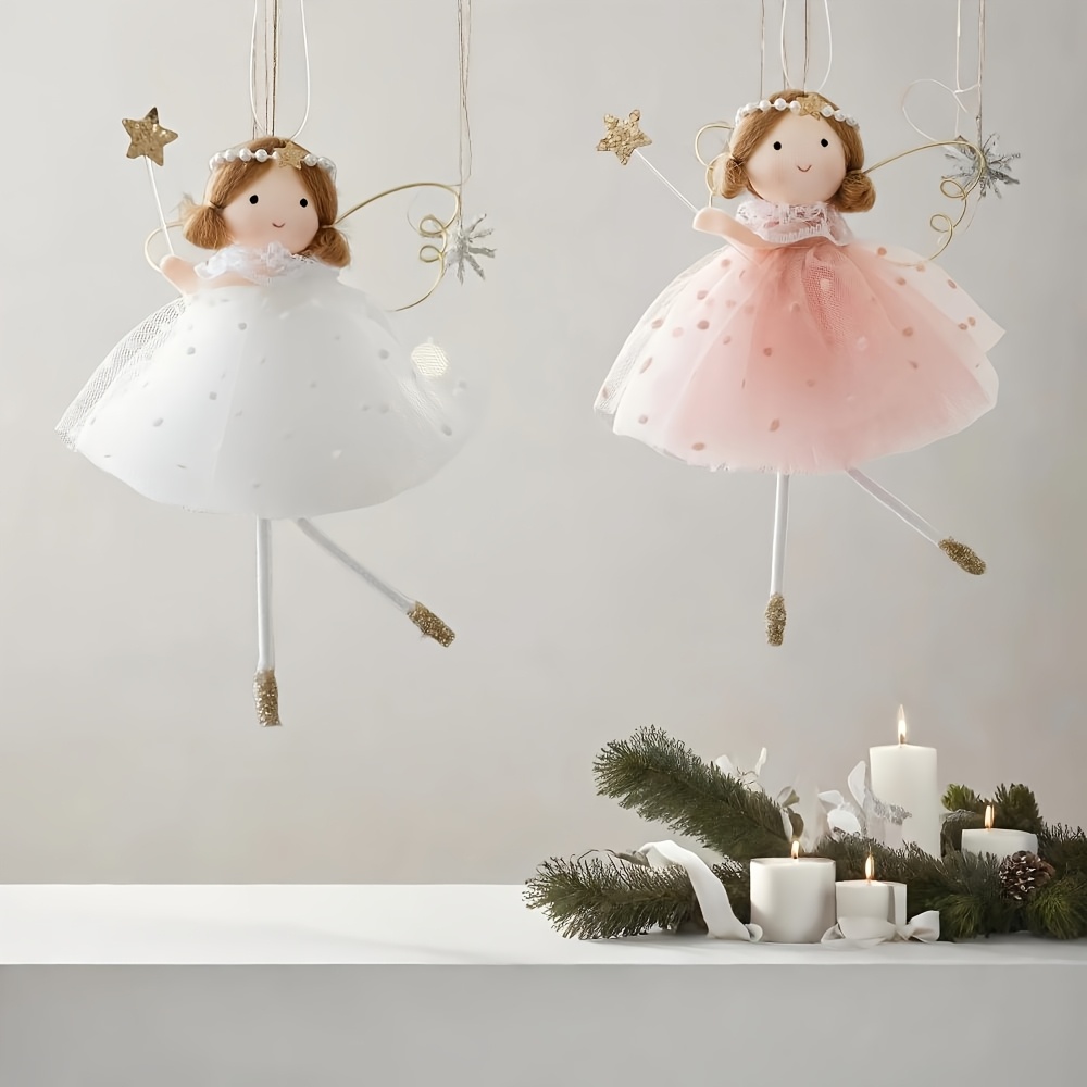 Image of 2pcs Handheld Star Wand Fairy, Cute And Elegant Dancing In White, Gray, Pink - Perfect For Christmas, New Year Home Decorations And Gifts