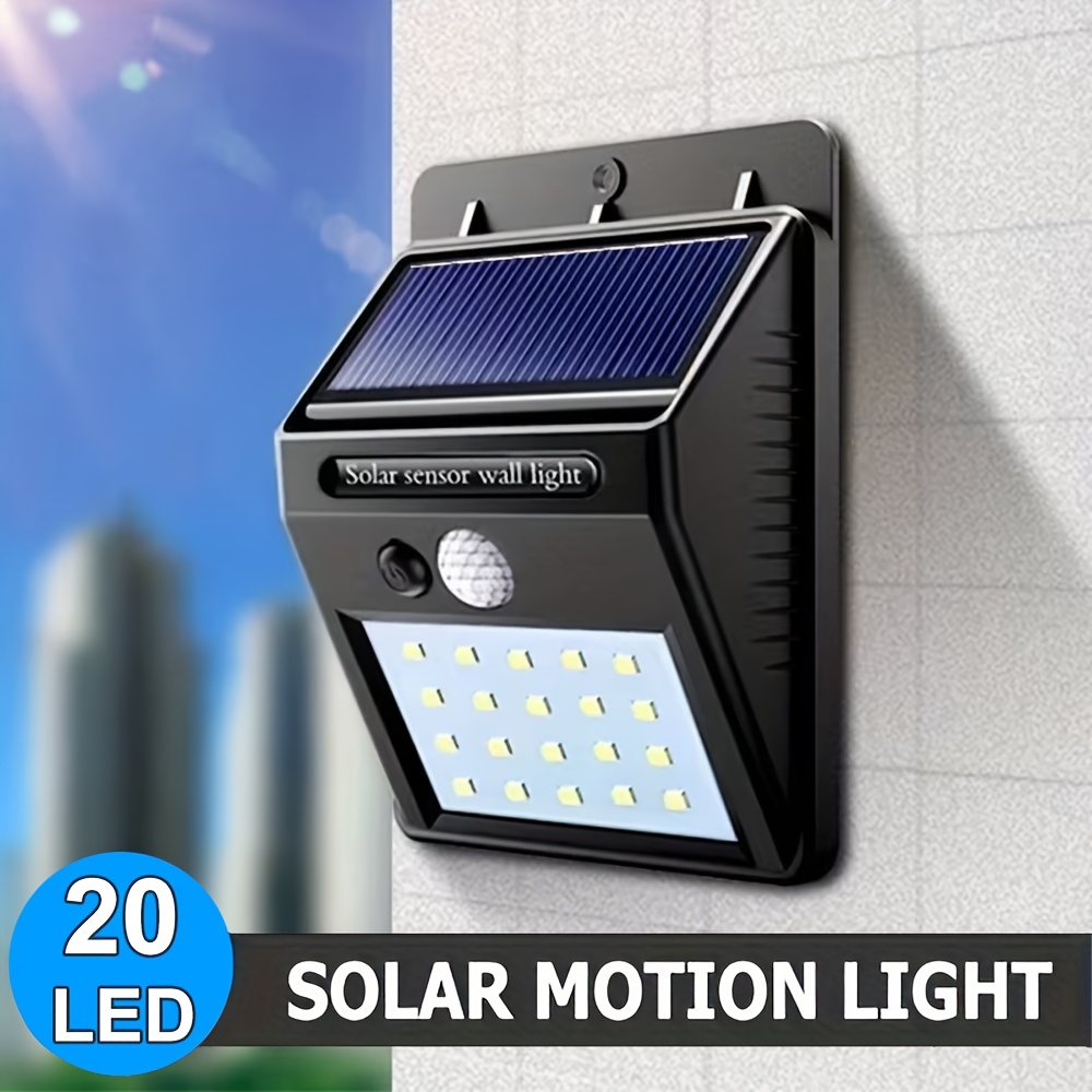 Solar Outdoor Light, 20 Led Wall Light, Motion Sensor Security Light, 3 Lighting , Solar-powered Wall Light, Ideal For Gardens, Fences, Yards, Decks, Garages, Commercial Lighting