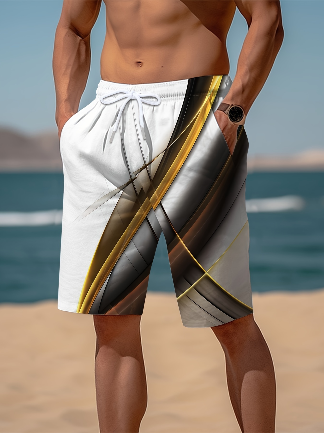 shorts deportivos casuales hombres cordón elástico Temu