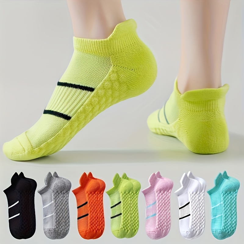 

7 Pairs Striped Athletic Socks, Breathable & Comfy Ankle Socks, Women's Stockings & Hosiery