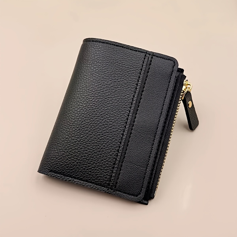 TEMU Zipper Card Wallet, Slim Bifold Purse With Id Window, Multi Card Slots Coin Pocket, Portable Daily Wallet For Women