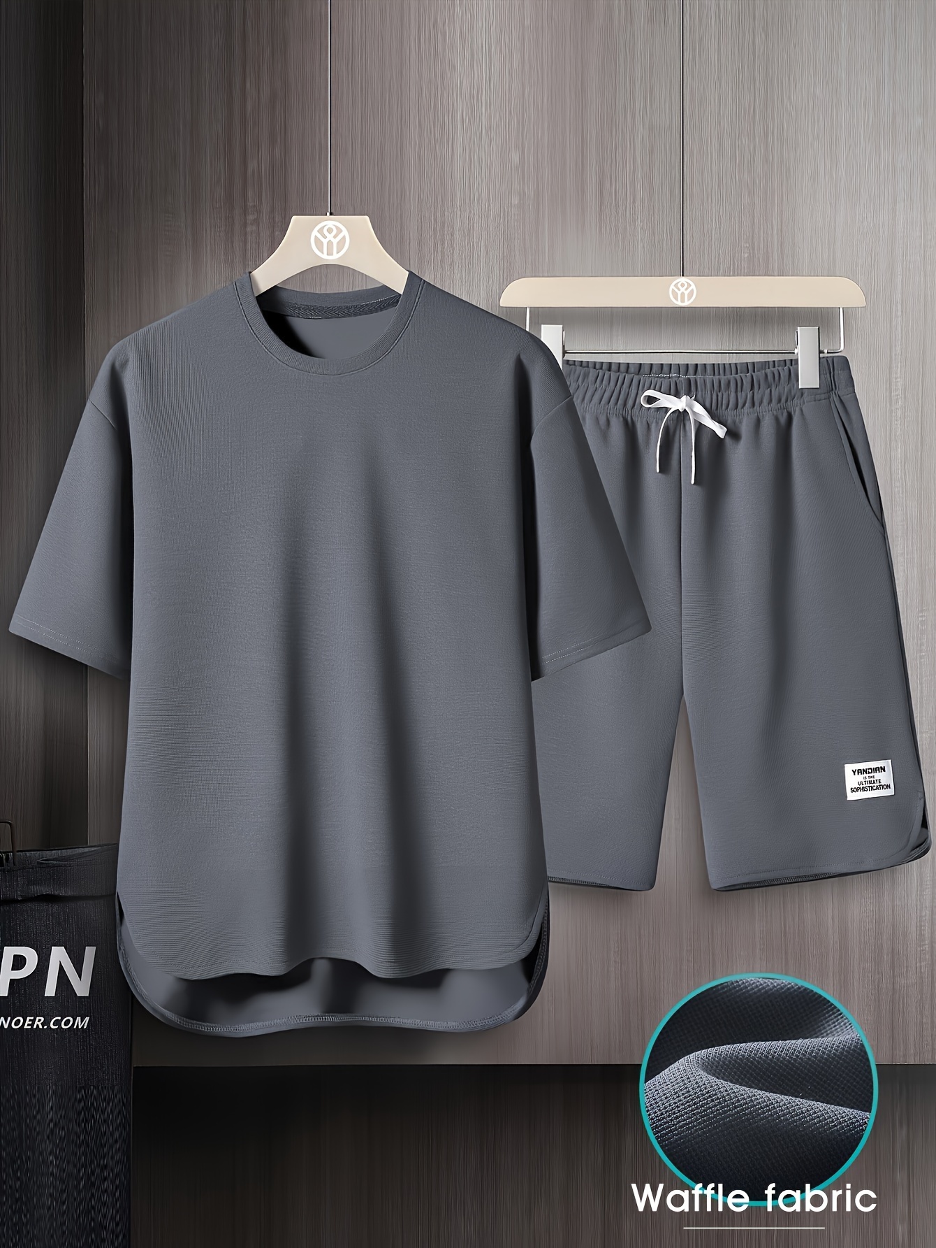 Summer Short Sleeve Suit for Men, Round Neck T-shirt, High-end Solid Color, Half Sleeve, Open Hairpin, Thin, Breathable Shorts, Two-piece Set, AWESOME BIRD