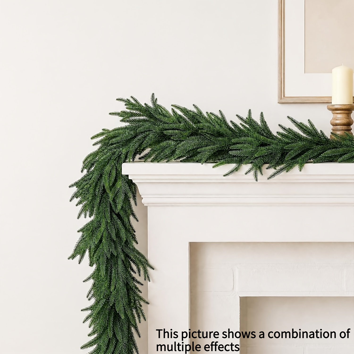 TEMU Artificial Touch Christmas Cedar Wreath/ Norfolk Vine, 1pc 180cm Dense And Realistic Plant, Perfect For Decorating Fireplaces And Indoor/outdoor