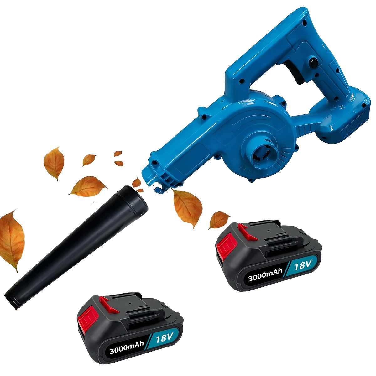 Image of Electric Leaf Blowers, 2-in-1 Cordless Garden Blower Air Blower Suction 240w For Blowing Leaves, Dust, Snow, , With 2 X 3000mah Batteries, Compatible With Makita Battery