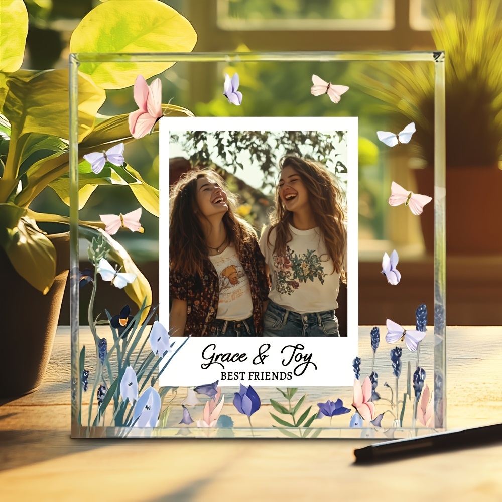 E-shop 1pc Persönlicher Acryl-Foto-Block-Rahmen, Einfach, Dauerhaft, Gemischte Farbe, Einzigartige Freundschafts-Erinnerung, Ideal für -Schwestern und