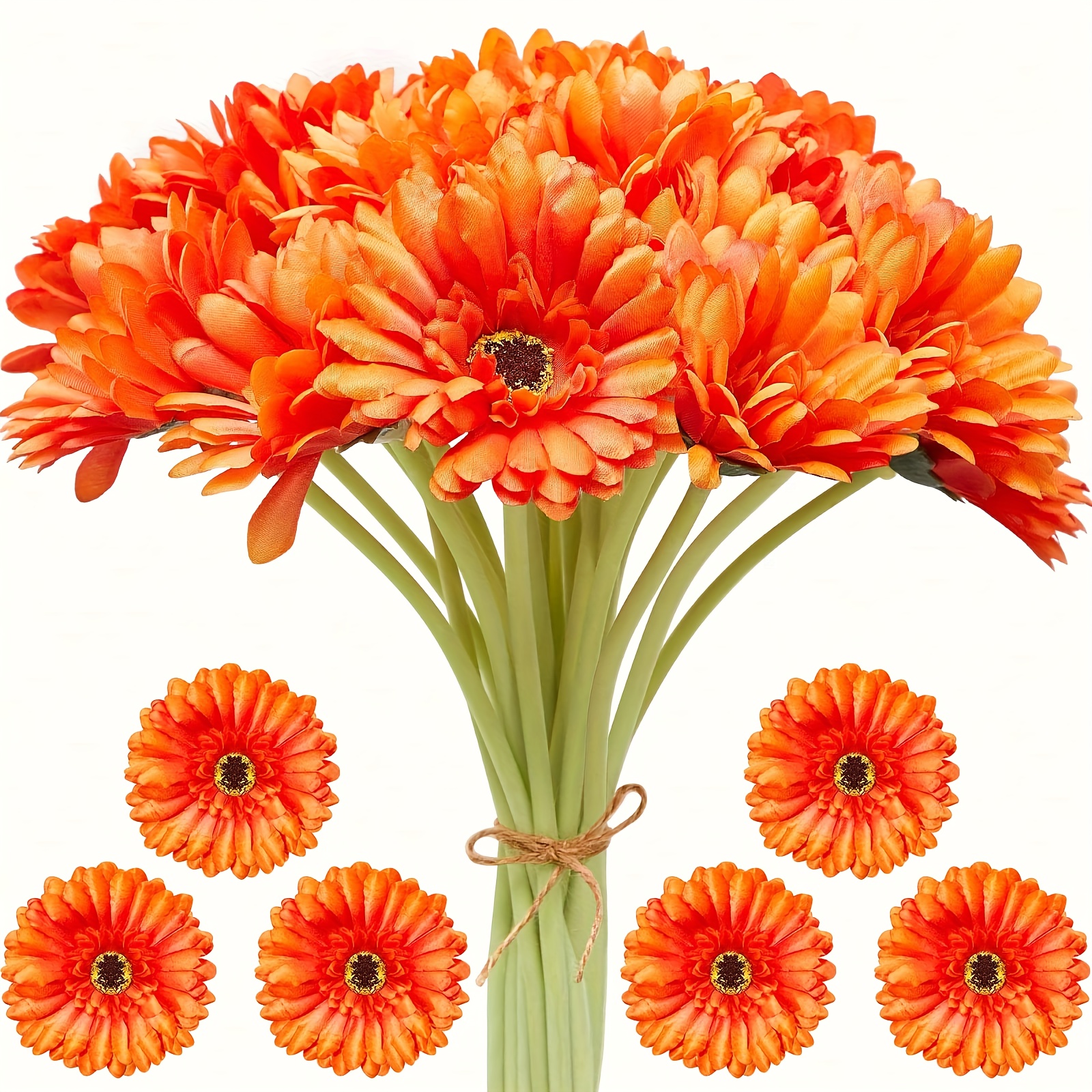 Lot De 2 Branches De Fleurs Artificielles Jaune/orange - Décoration Intérieure (55 Cm)