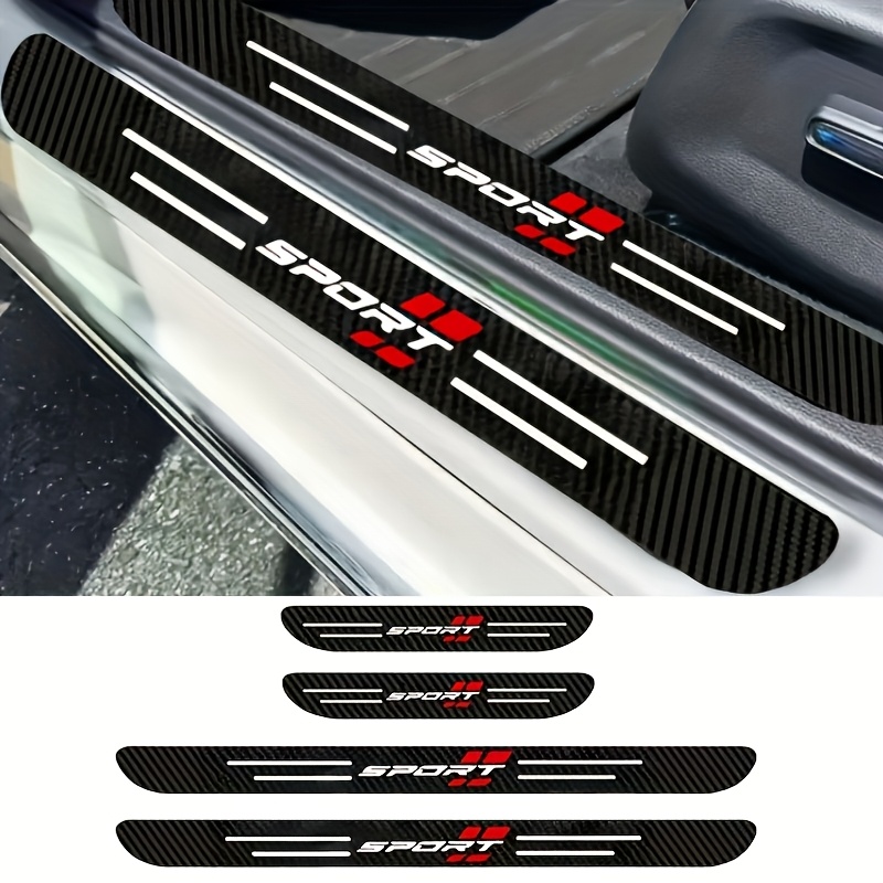 TEMU Set Of 4, 5d Carbon Fiber Door Sill Decals, Carbon Fiber-style Body, Self-adhesive Scratch-resistant Door Sill Trim Protection, Universal Car