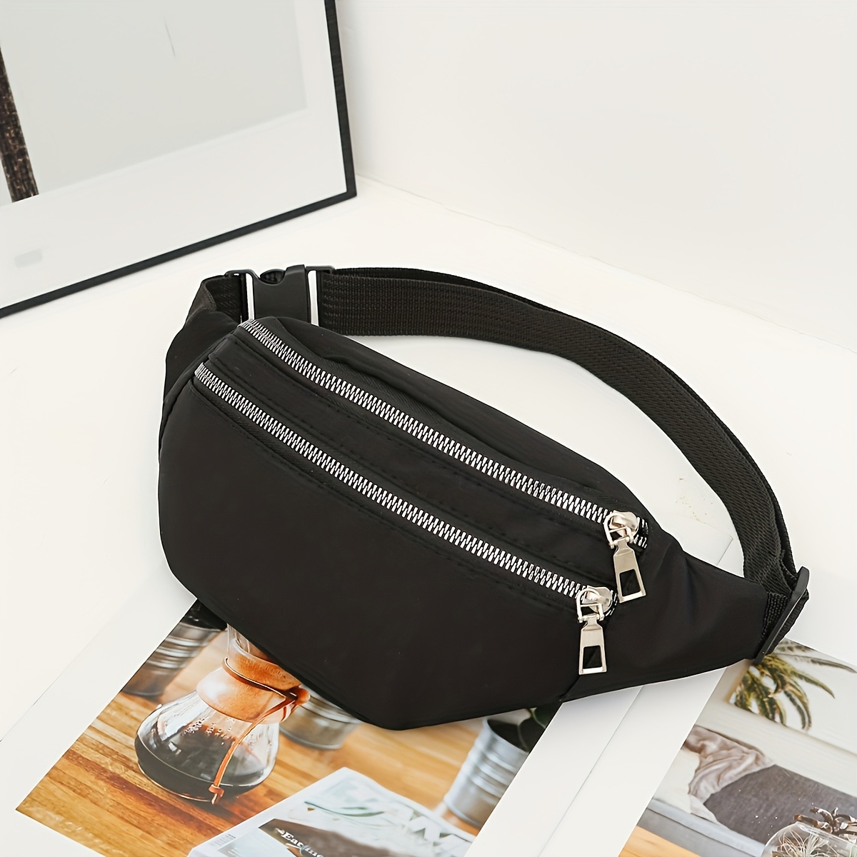 Image of Unisex Solid Color Waist Bag, Fashionable Crossbody Shoulder Bag, Casual Travel Pack, Vintage Outdoor Cycling And Hiking Fanny Pack, Lightweight Chest Bag For Travel