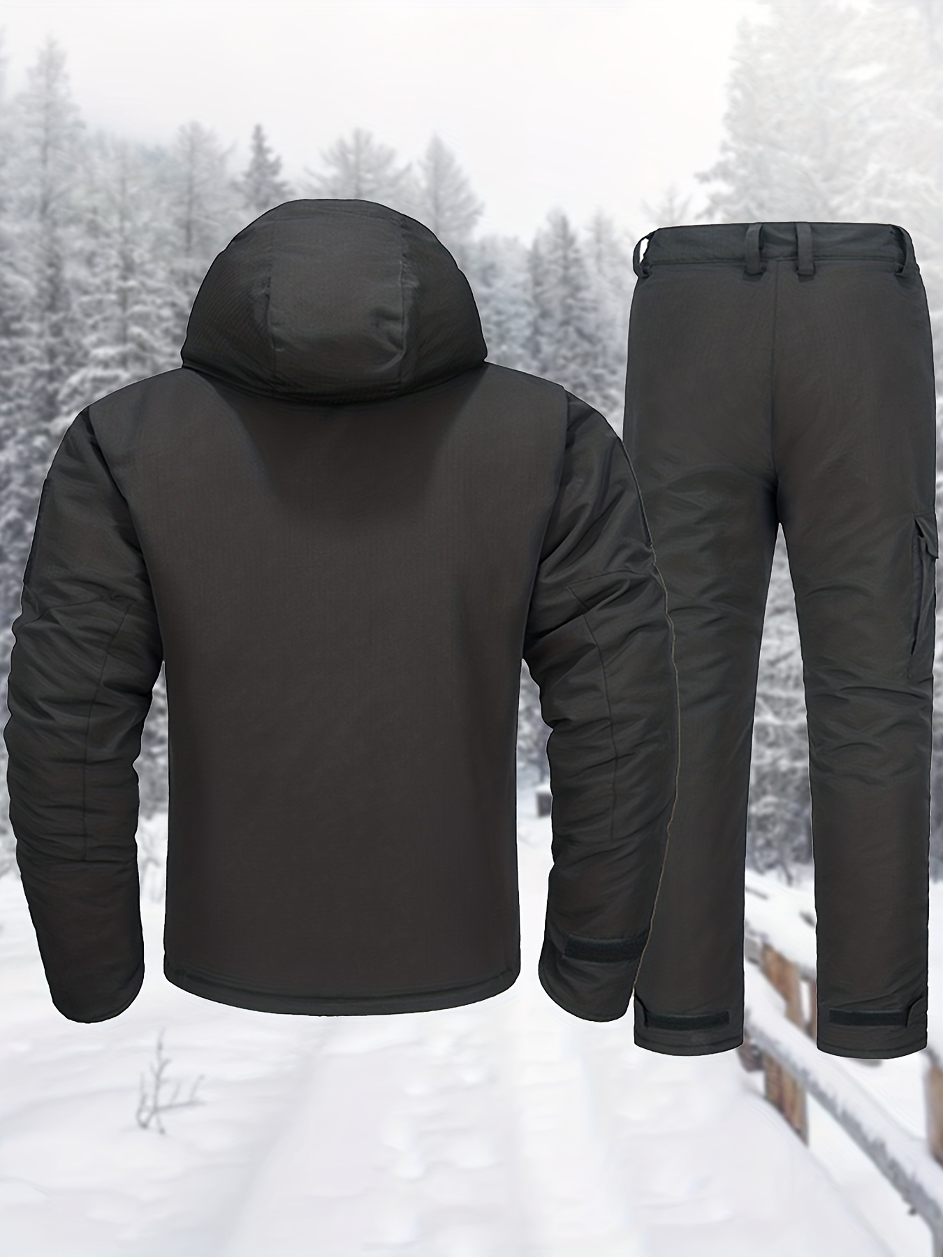 Men's Thermal Reflective Jacket & Long Pants Set for Winter