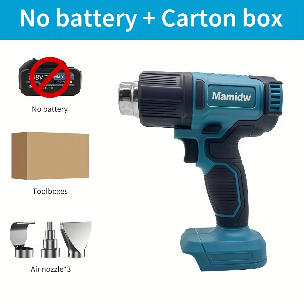 Cordless Handheld Hot Air Gun with LED Temperature Display & Compatible for Makita 18V Battery - Heavy-Duty Soldering/Irrigation Thermal Blower, Professional/ DIY Soldering Gun (550°C Temp Control) 3 Cordless Handheld Hot Air Gun with LED Temperature Display & Compatible for Makita 18V Battery - Heavy-Duty Soldering/Irrigation Thermal Blower, Professional/ DIY Soldering Gun (550°C Temp Control) - Image 3