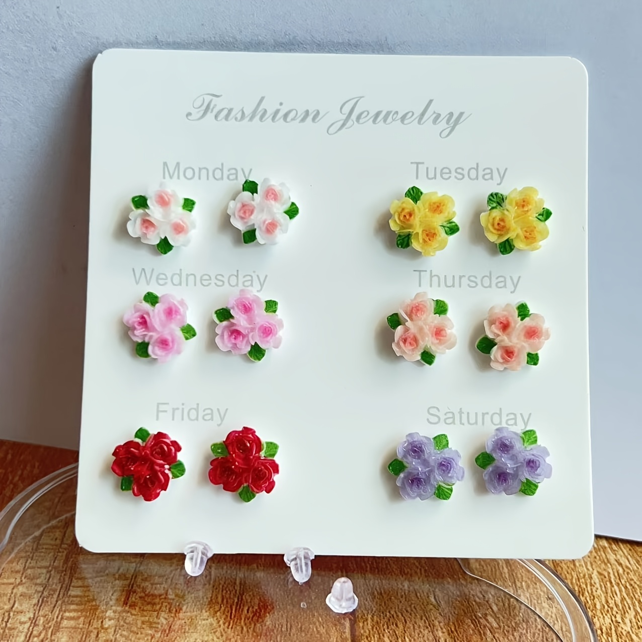 TEMU 12pcs Earrings, Simple Flower , 3d Resin Design For And Vacation, Fresh, 3d Resin