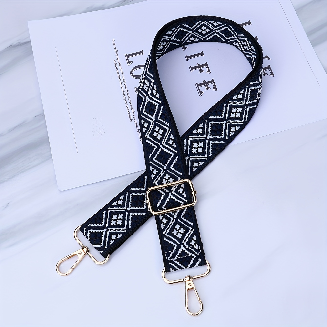TEMU 70cm-125cm Bag Additions Bag Strap Adjustable Detachable Durable Replacement Fashionable Bag Part Webbing Embroidered For Lady