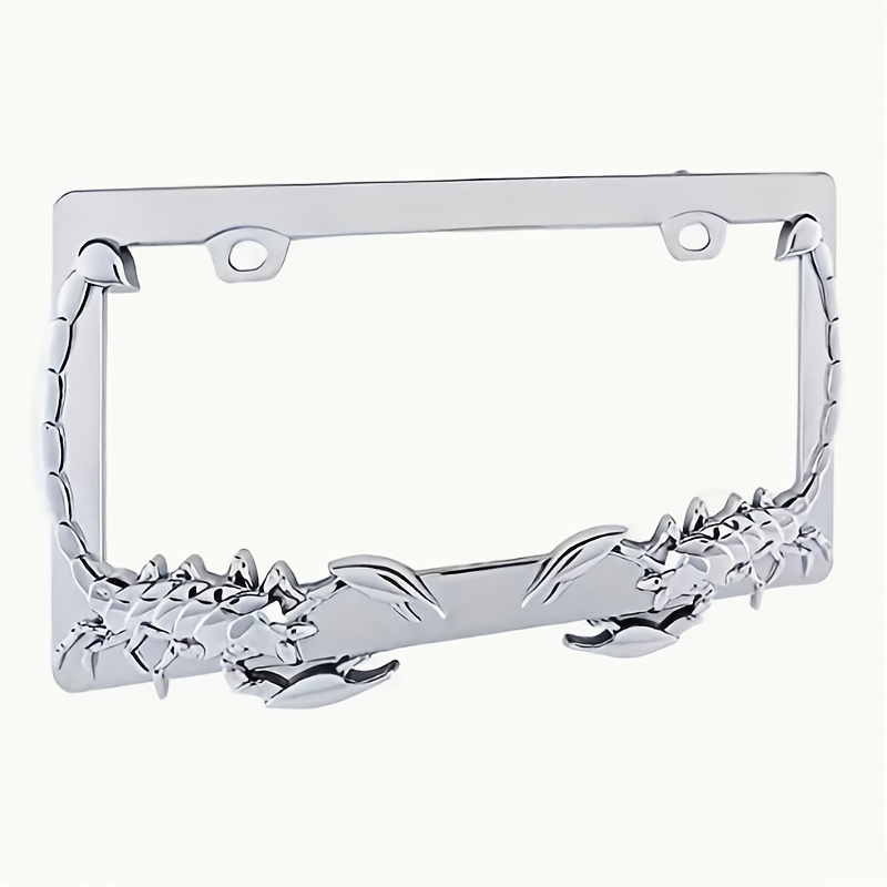 

1pc Stainless Steel Design License Plate Frame, Universal Fit For Us Motorcycle And Car Plates, And Stylish Vehicle Plate Holder