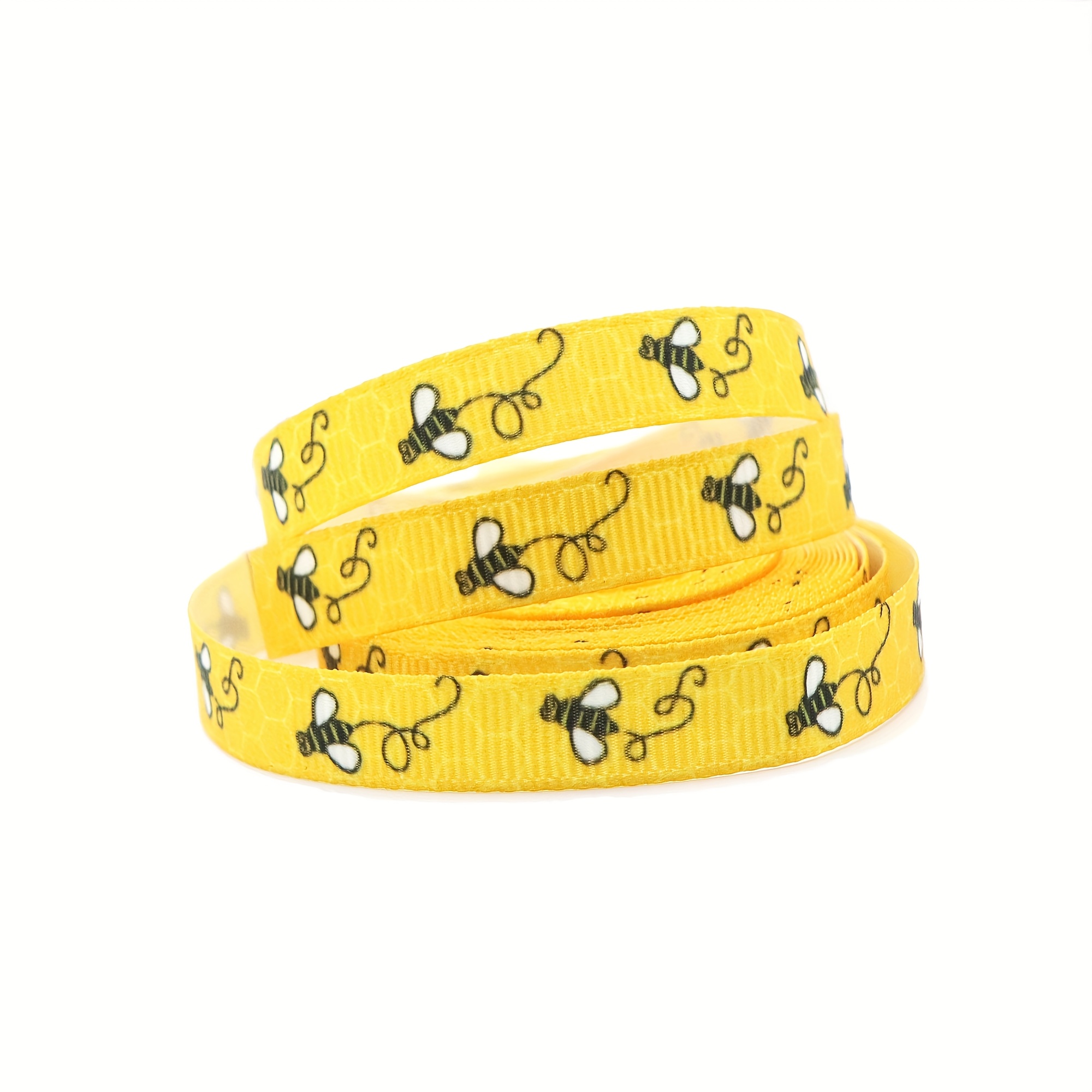 5 Yards Bee-themed Hexagon Print Polyester Grosgrain Ribbon - Versatile Widths (9mm/16mm/25mm/38mm/50mm/75mm) For Crafts, Hair Bows, Gift Wrapping And Party Decorations