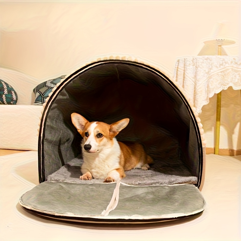 All-Season Warm & Cozy & Dog House with Plush Removable Bed - Spacious Cottage-Style Pet Tent for Large Breeds, Indoor/Outdoor Use, Winter-Ready Kennel for Golden Retrievers, Shih Tzus, Pomeranians - Easy-Clean Durable Pet Shelter
