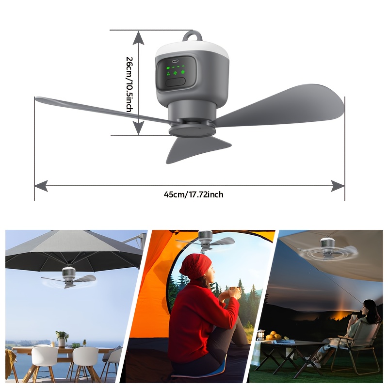 camping fan   with lighting 8 hour timer and up to 30 hours of   time 12000mah battery ceiling fan with remote control Product details 2