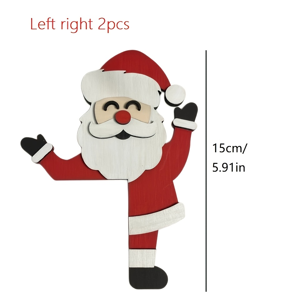 Image of 2pcss Christmas Door Top Decorations; Decor; Fun Snowman; Santa Claus Door Frame Corner Sign Decoration, Window Wall; Christmas Party Decorations (santa Claus 2pcs Set)