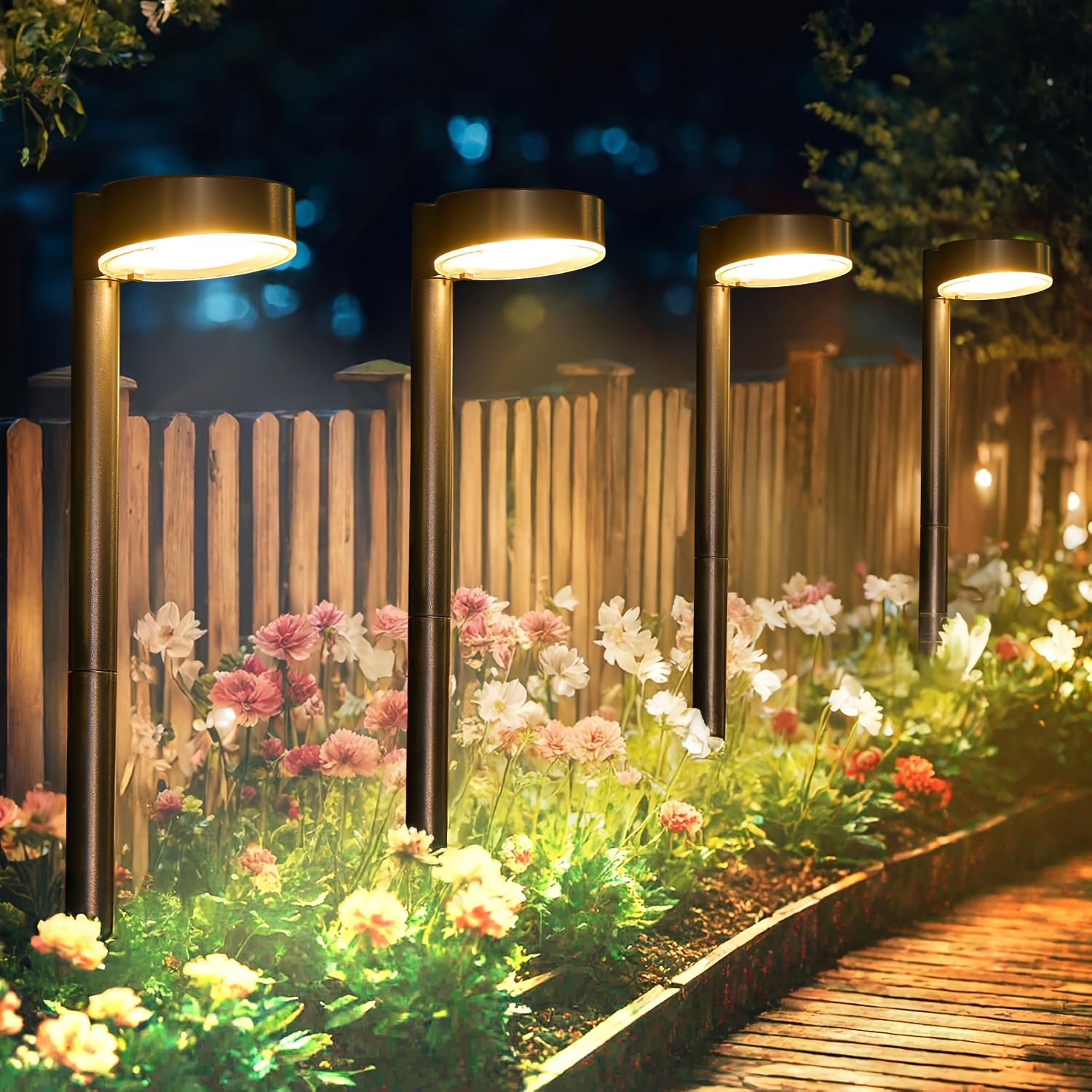 E-shop 8er-Set Superhelle Solarleuchten für den Garten im Freien mit 12 LEDs und automatischer Ein-/Ausschaltung, bis zu 12 Stunden Solar-Wegeleuchten