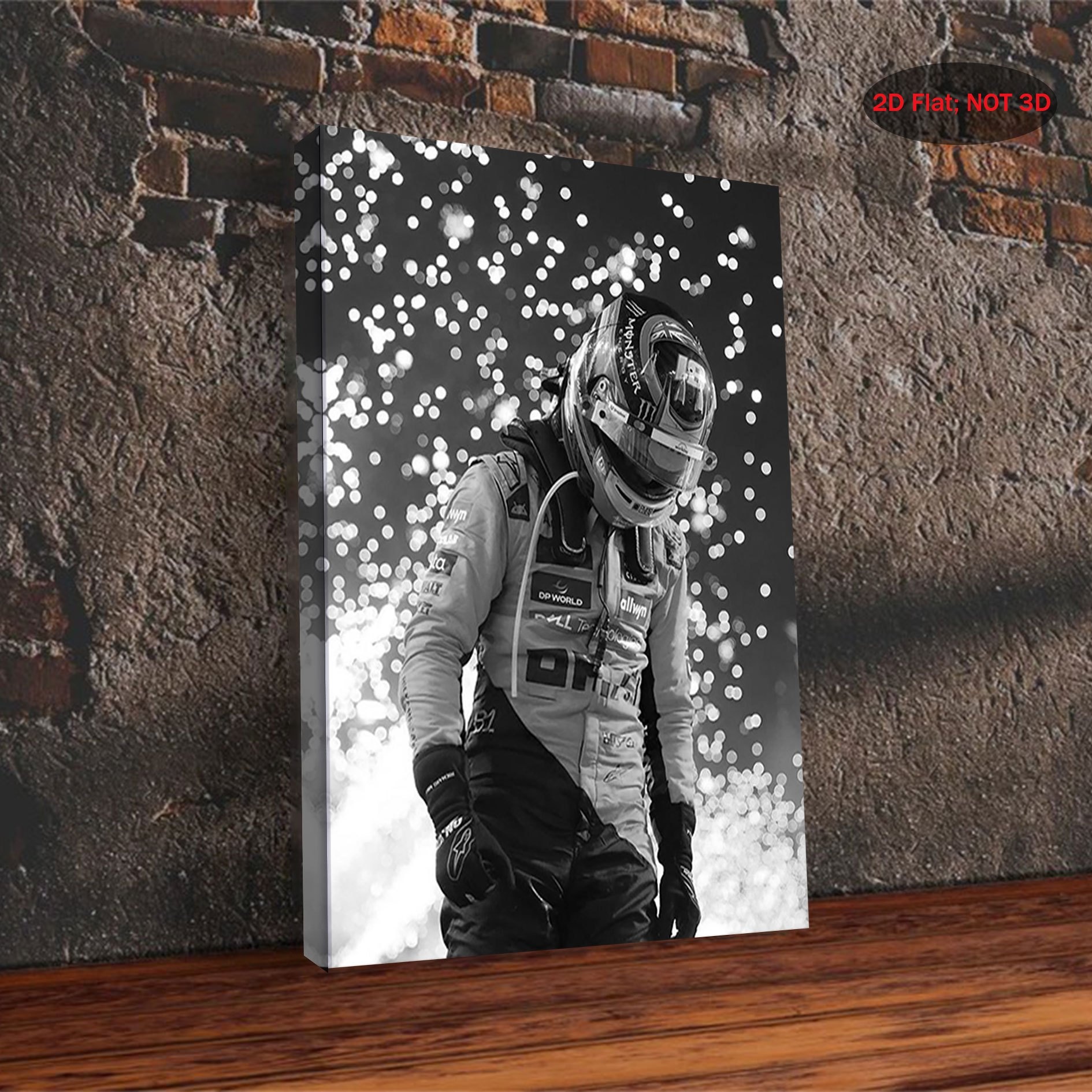 1pc Framed Canvas Wall Art - Vintage   Racing Poster with   Piastri, Black &   Shot, 29.97x39.88 cm, Wooden Frame,   Bedroom, Living Room, Bathroom, Kitchen Decor, Indoor Use, Hook Mount,  , Motivational Gift for   Fans, Race Car Decor