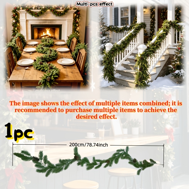 TEMU de branche d' réaliste de 200 cm, décoration d', de plante verte, de décoration de cheminée intérieure, branche d' réaliste pour balustrade,
