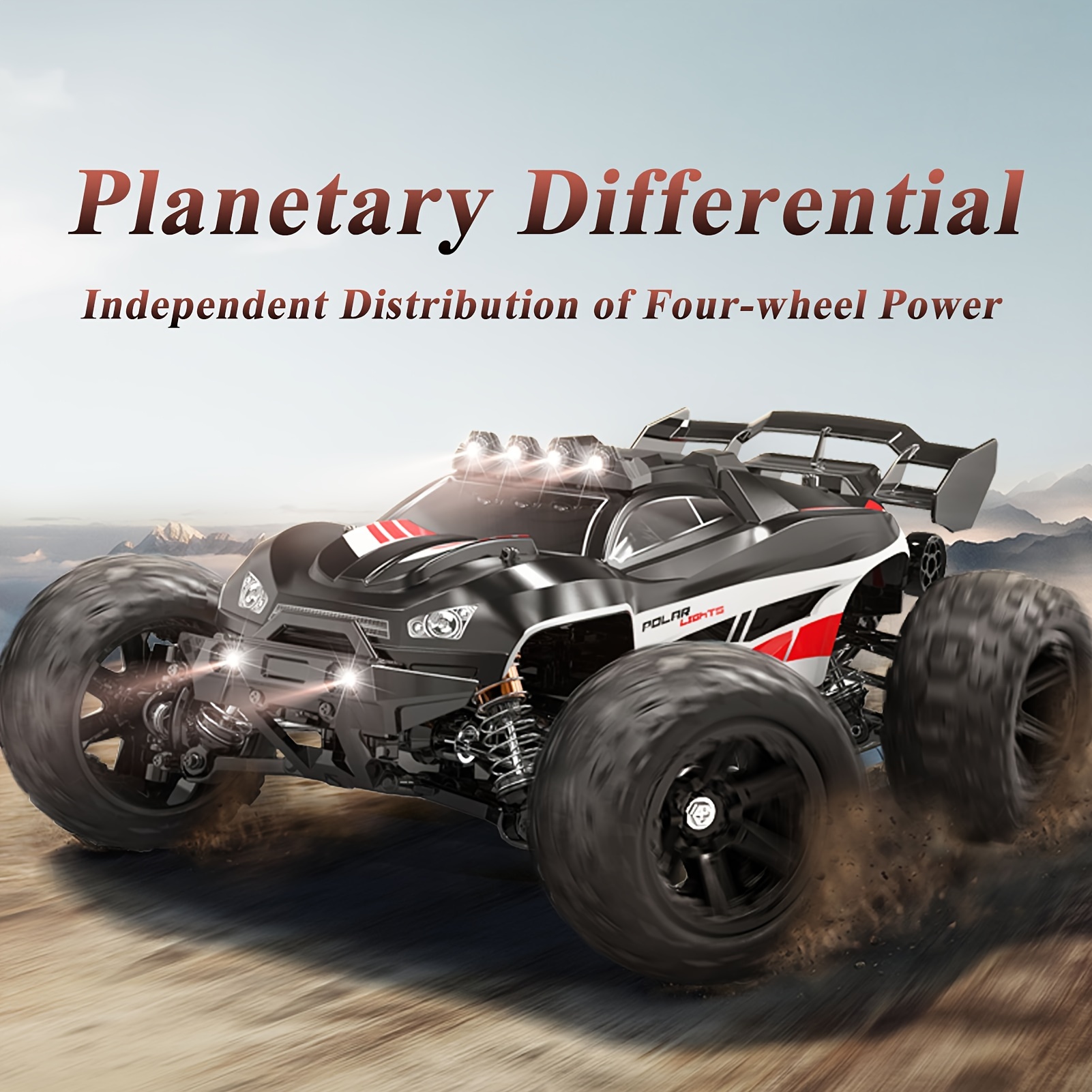 Flypear 1: 14 Full Scale Brushless 4WD RC Car With Head-up Wheel, All Terrain Off Road Vehicle With Extra PVC Car Shell, 52KM/H High Speed Racing Drifting Climbing Truck, LED Lights, Damping System, Large Amplitude/Torque Steering Gear, Birthday Easter Halloween Christmas Gifts