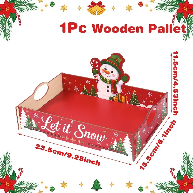 TEMU 1pc, Wooden Pallet, Snowman , 23.5*15.5cm Christmas Decoration For Home, Noel Navidad, Xmas Gifts, Perfect For Christmas Organization And