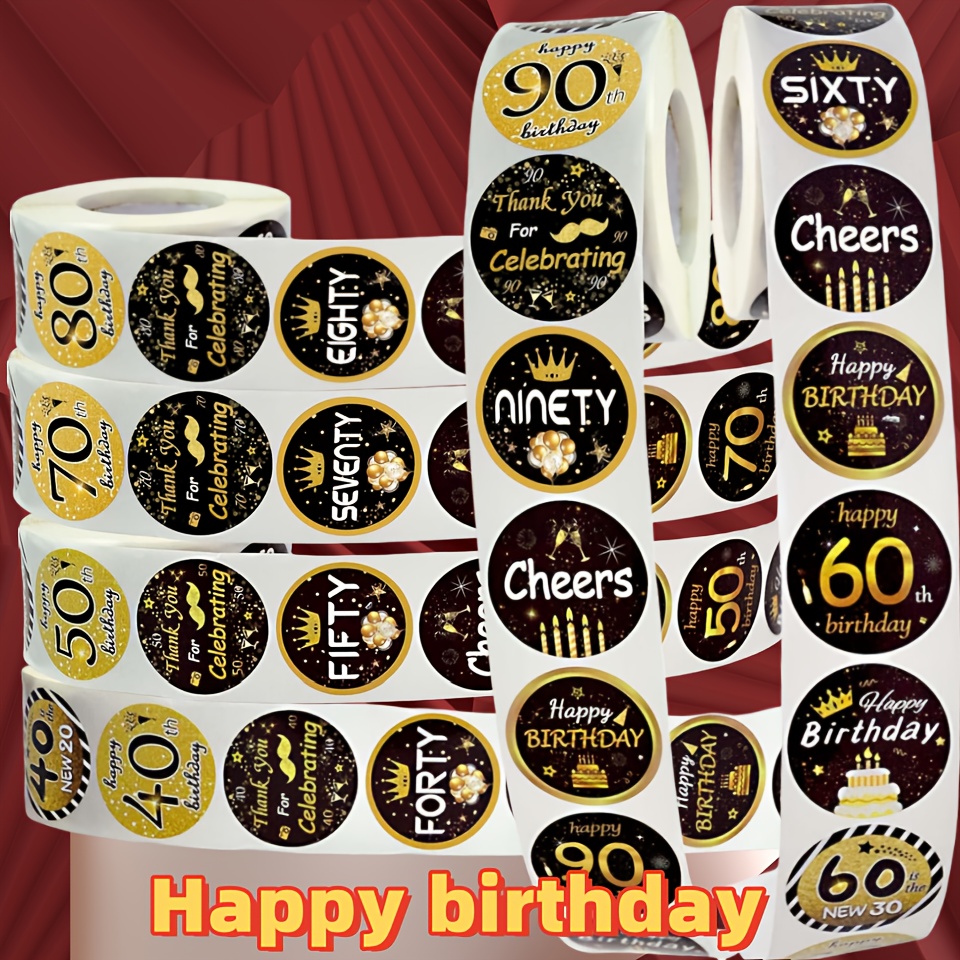 40. Geburtstag Aufkleber – 50 Stück, Schwarz & Gold, Rund (4,4 Cm), „Thank You For Celebrating 40 Years“