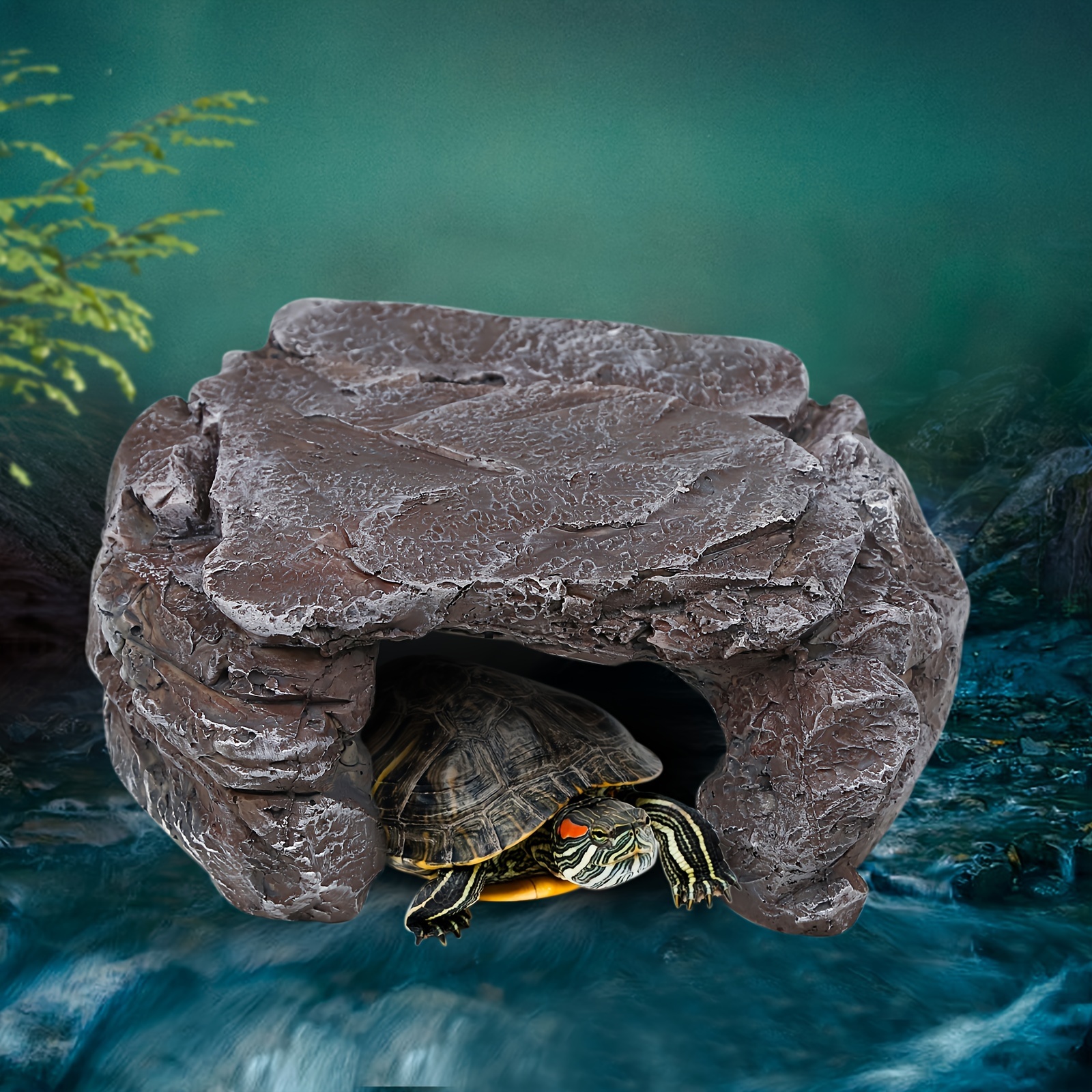 Reptile Rock Hide Cave, Aquarium Habitat Decor Rock Tortoise Hideout