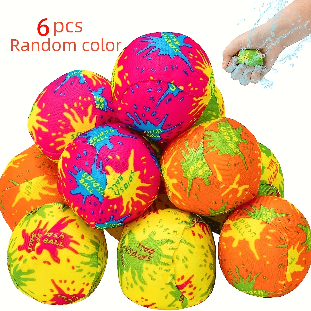 Image of Random Colors 6pcs Set Of Water Balls Absorbent Balls. Perfect For Summer Beach And Pool Parties, Outdoor , And Garden Fun An Ideal Gift For Pool Parties.