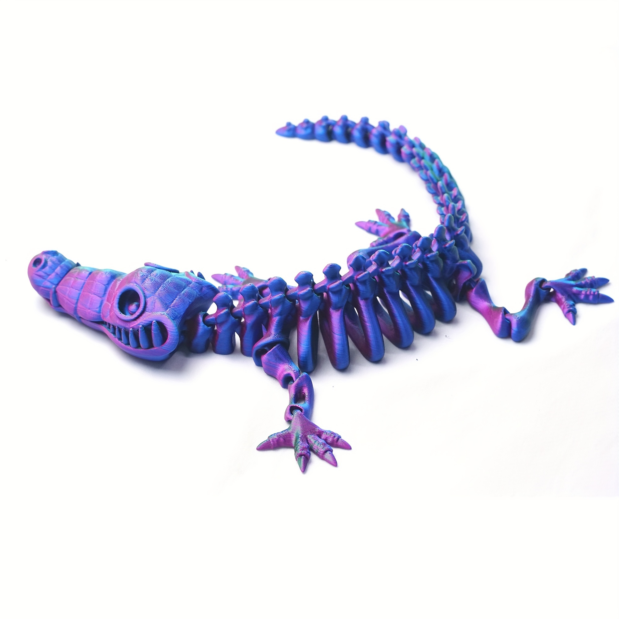 Flexible 3d Printed Skeleton Crocodile Figurine Funny Animal - Temu Canada