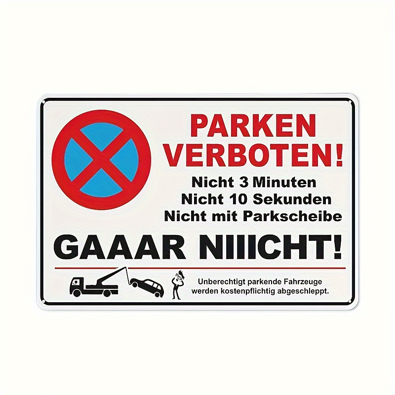 Humorous 'parken ' No Parking Sign - 20.32x30.48cm German-inspired Metal Plaque, Versatile Wall Decor With Multiple Mounting Options