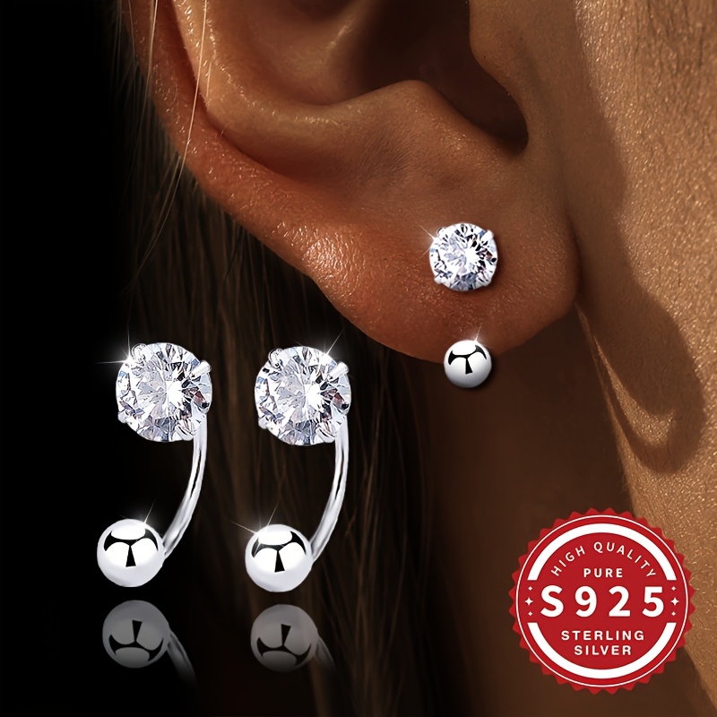 Image of A Pair Of S925 Silver, Women's U-shaped Screw Earrings, , Light Luxury And Shiny, Easy And Fashionable Design, Exquisite , Suitable For Daily Commuting, Ear-friendly, Hypoallergenic