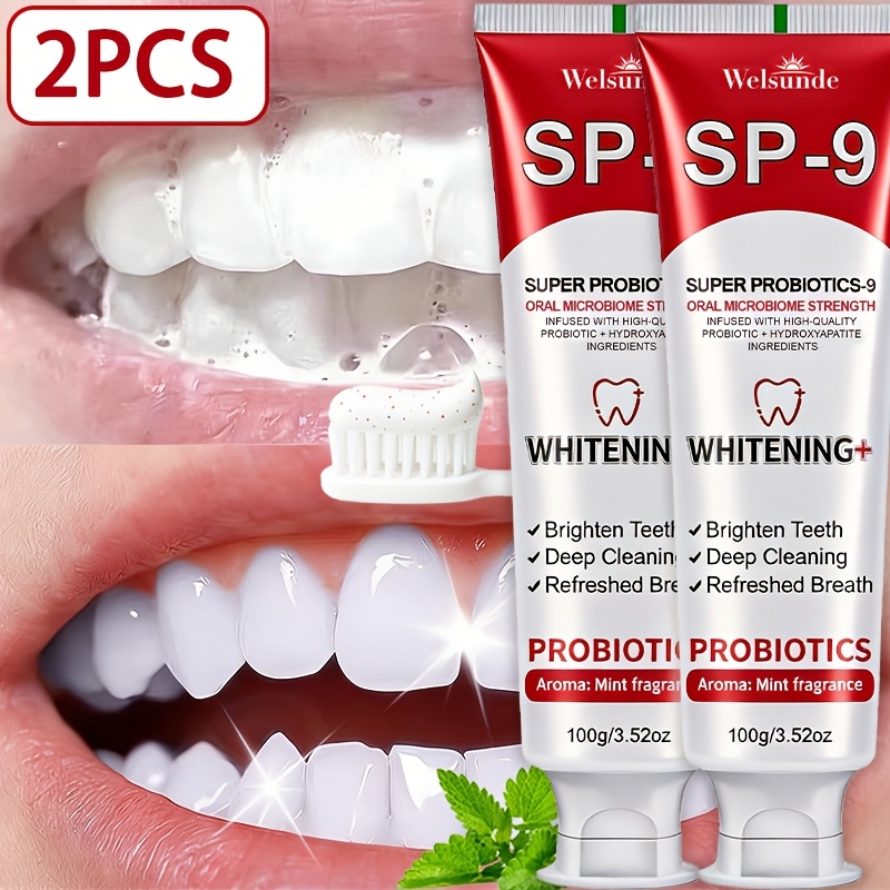 Image of 2pcs Hydroxyapatite Probiotics-9 Toothpaste, Deep Cleaning, Strengthen Oral With Probiotics, Teeth, , Refreshing Mint Flavor, Gum Care, Daily & Travel Use, Perfect Oral Care Gift For Men Women
