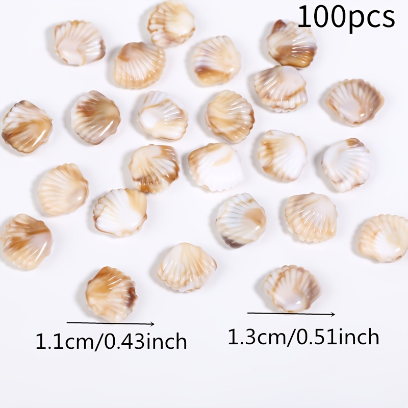 TEMU 11X13Mm 100pcs Coquillages Acryliques pour la Fabrication de et Boucles d'Oreilles, Décoration de Fêtes, Cadeau, Surface de Perles Brillantes,