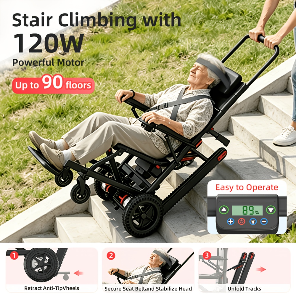 15 miles long   adult intelligent electric wheelchair intelligent controller stair climber lightweight   folding and     put   high power motor strong climbing force anti   device Product details 1