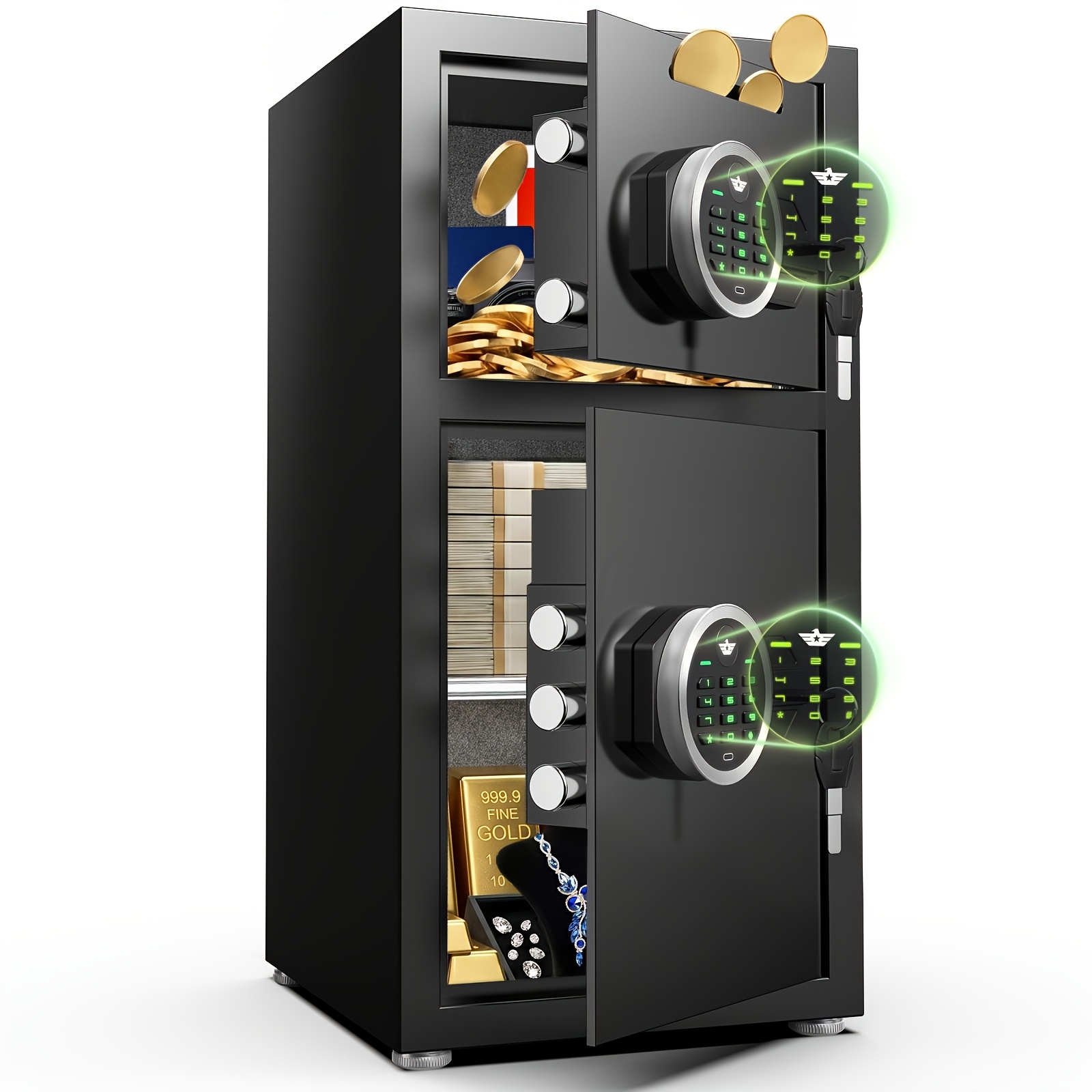 TEMU Kavey 6. 0 Cubic Foot Extra Large Home Safe Box Fireproof, Box With Deposit Slot & Metal Storage Box, Soft Lining With Backlit Keypad & Dual