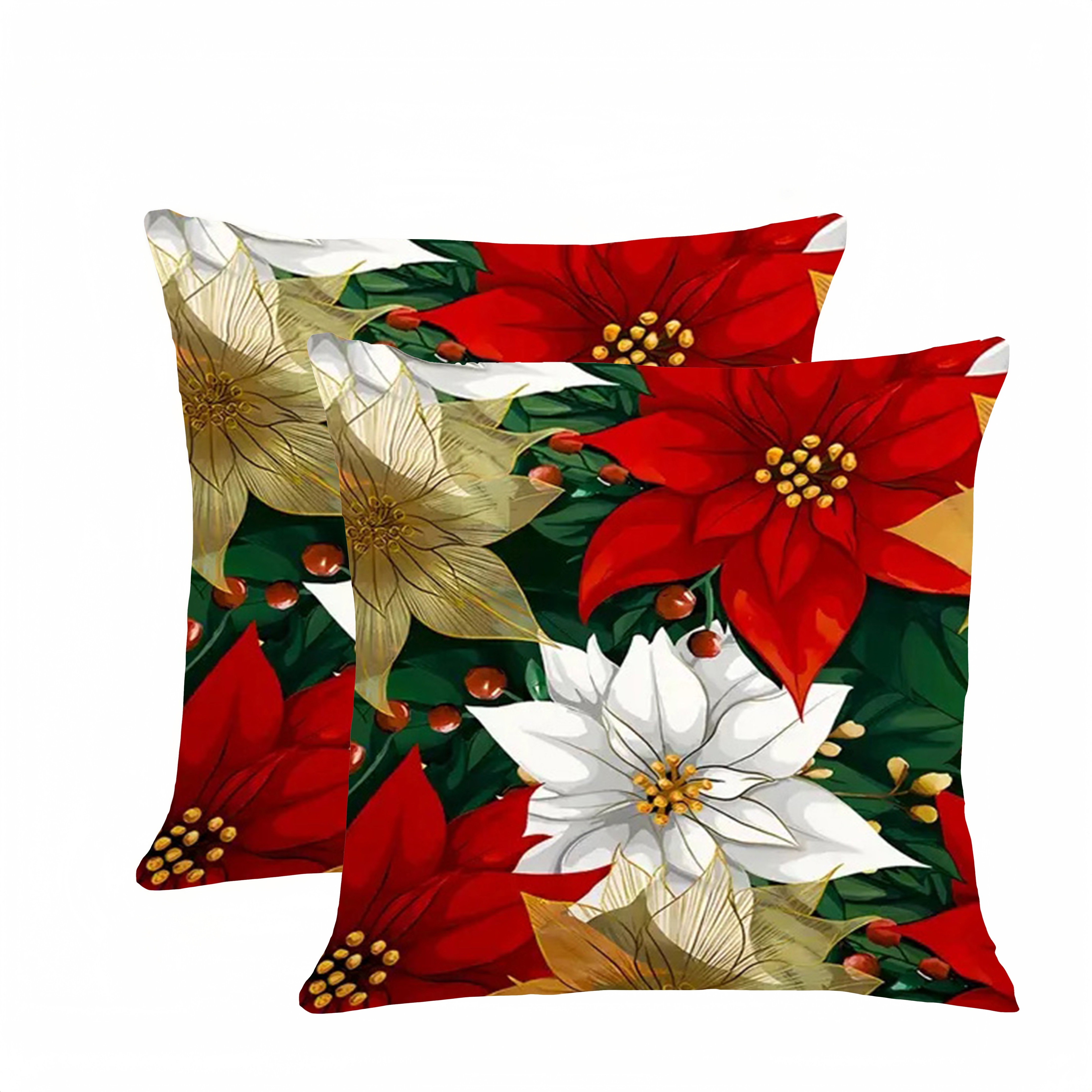 

2- Christmas Red & , , , , Polyester Decorative Pillowcases For , , Decor - No