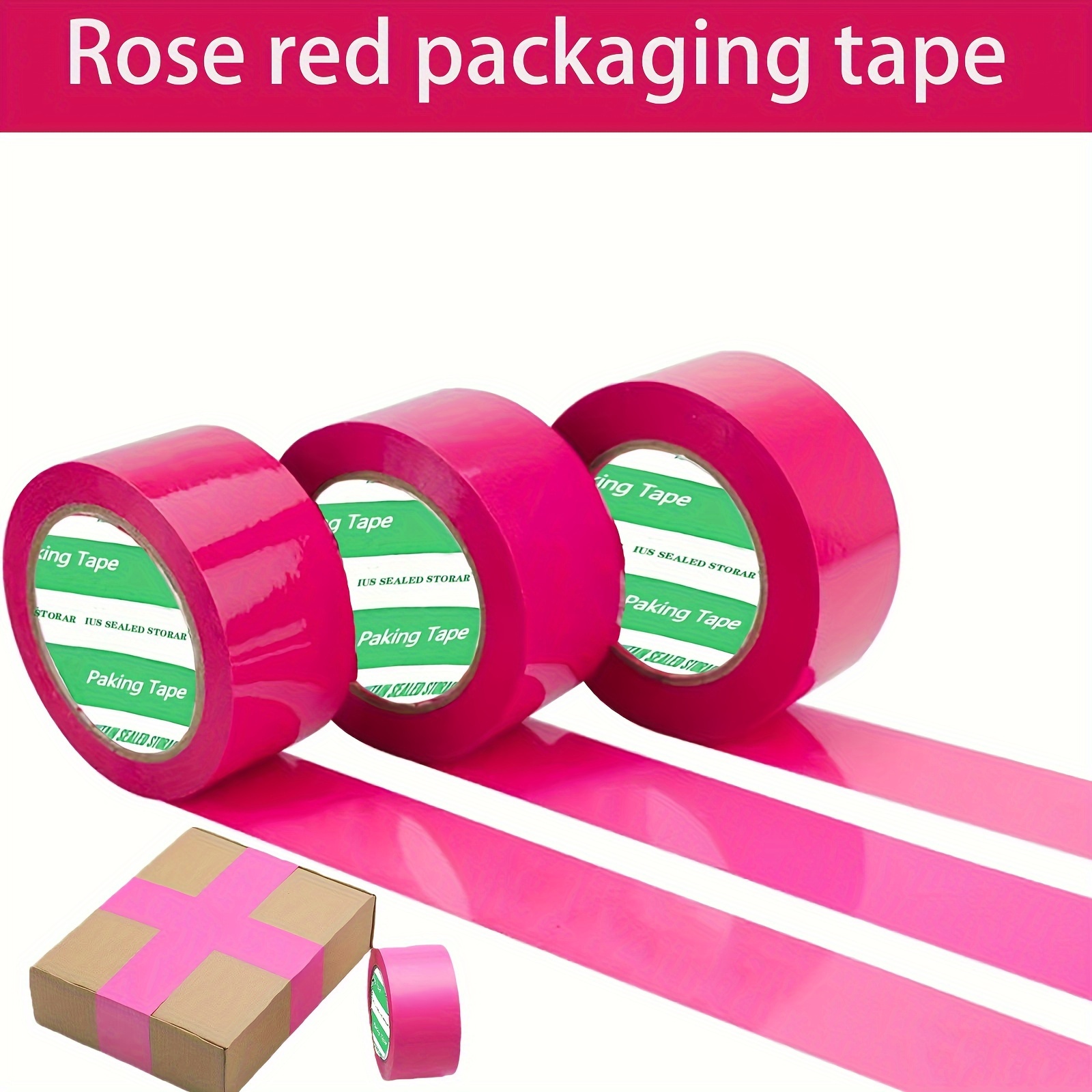 

1roll Of Rose Red Packaging Tape 1.85 Inches Wide 40 Yards 80 Yards, 2.0 Mil Thickness Suitable For Office Packaging Gift Box Packaging Use