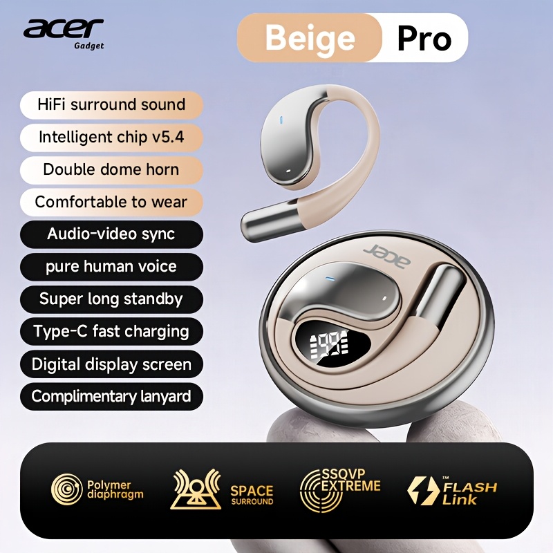 TEMU Acer Wireless Headphones Ohr550 Ultra-long Standby, Panoramic Sound, Display, Noise Reduction, No Delay, Multi-device Compatibility, , Fast