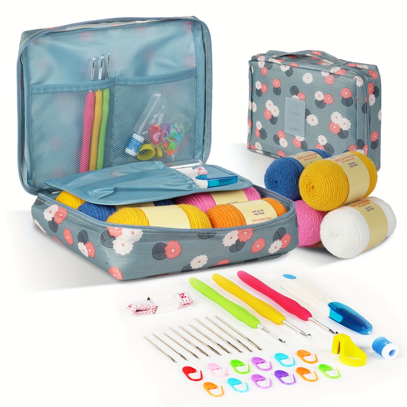 

31 Piece Set, Crochet Kit, Including Multi-color Yarn, Fabric Storage Bag, And Essential Knitting Supplies For All Seasons - Production Accessories Include Hooks, Scissors, Needles, , Etc