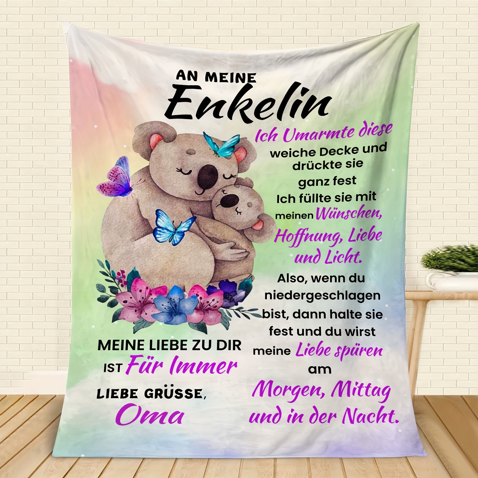 German Letter To Granddaughter Envelope Print Blanket, Blanket, Sofa Sofa, Office, Camping Travel Soft Nap Blanket, Gift Blanket Suitable For